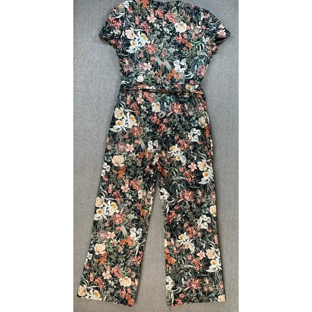 Antonio Melani Jumpsuit Floral Lilli Print Belted Black Terra Size 14